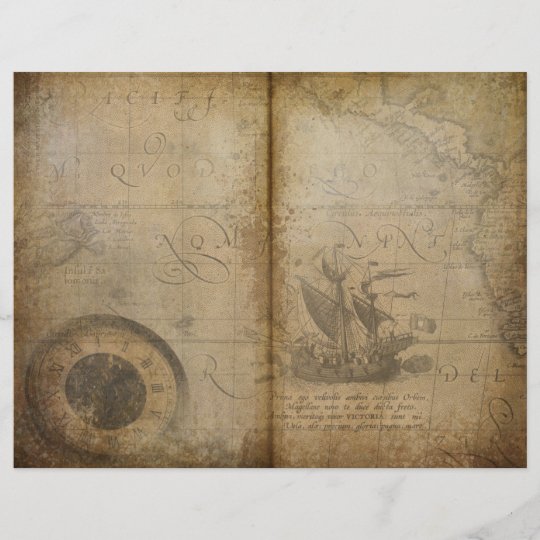 Vintage Map Nautical Journal Scrapbook Paper Zazzle.co.uk