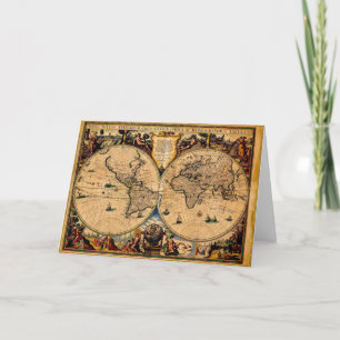 Vintage Map Nova totius terrarum 1625 Card