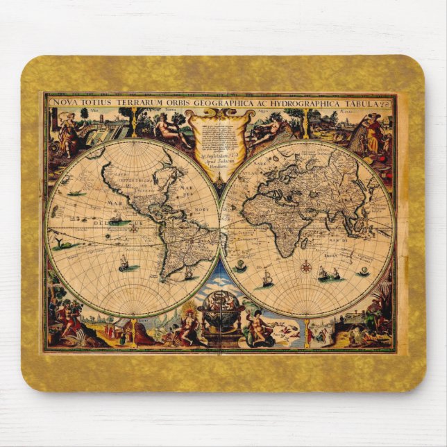 Vintage Map Nova totius terrarum 1625 Mouse Mat (Front)