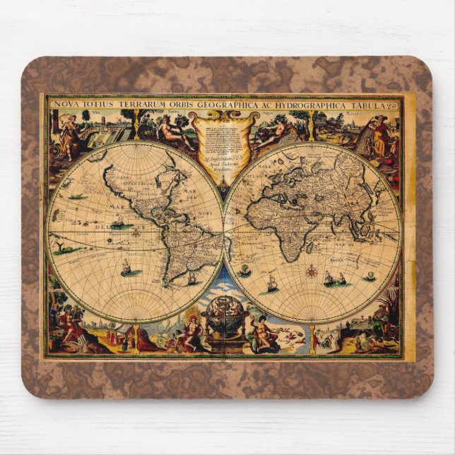 Vintage Map Nova totius terrarum 1625 Mouse Mat (Front)
