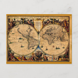 Vintage Map Nova totius terrarum 1625 Postcard