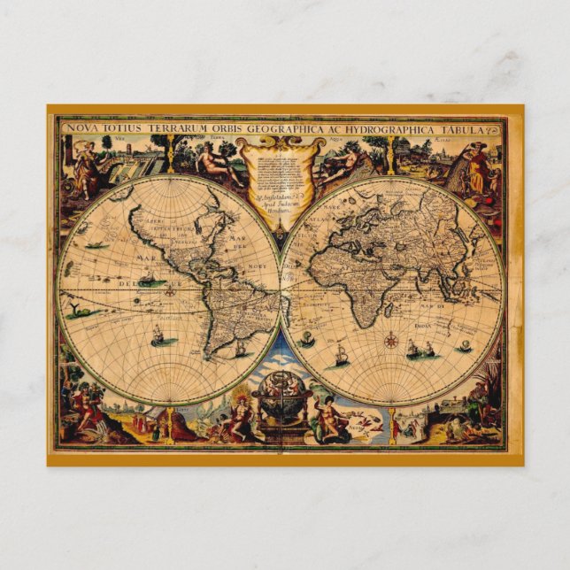 Vintage Map Nova totius terrarum 1625 Postcard (Front)