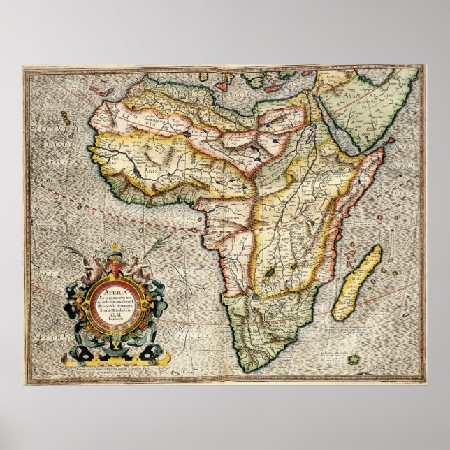 Vintage Map of Africa (1596) Poster (Front)