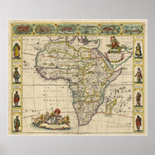 Vintage Map of Africa (1660) Poster