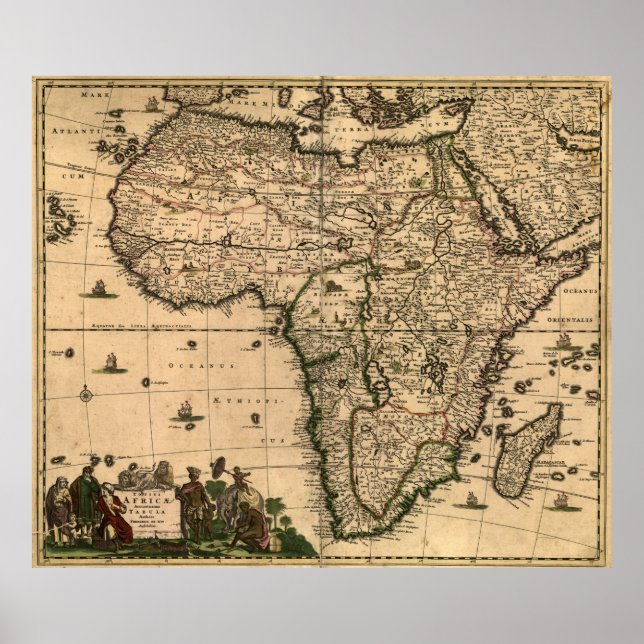 Vintage Map of Africa (1688) Poster (Front)