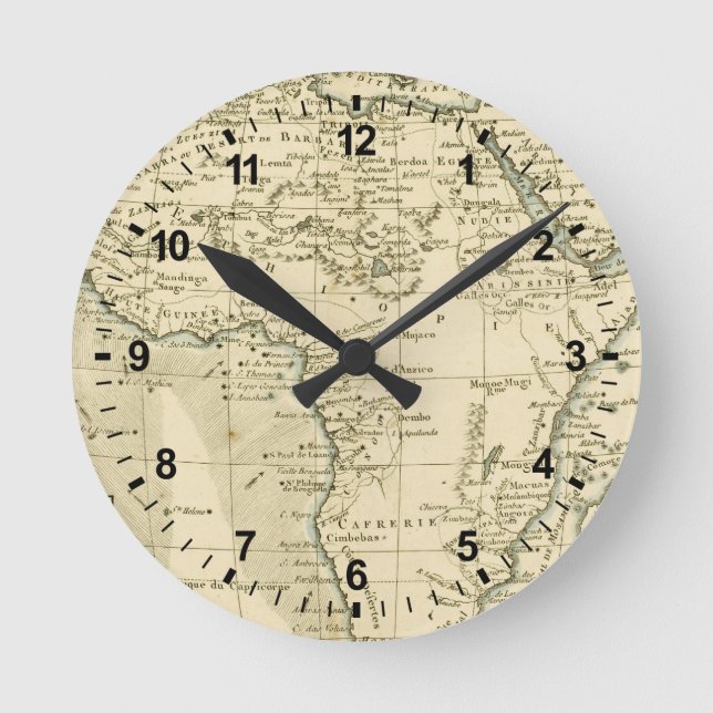 Vintage Map of Africa Round Clock (Front)