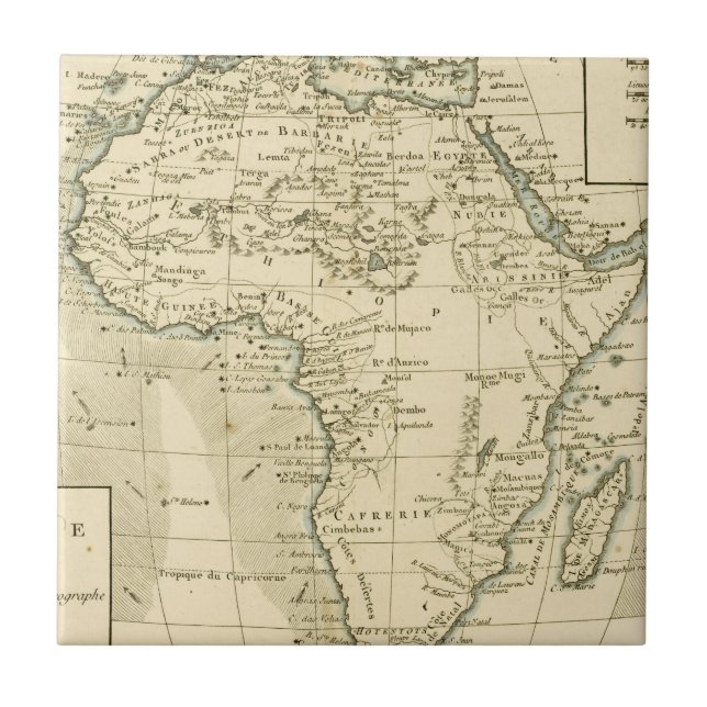 Vintage Map of Africa Tile (Front)