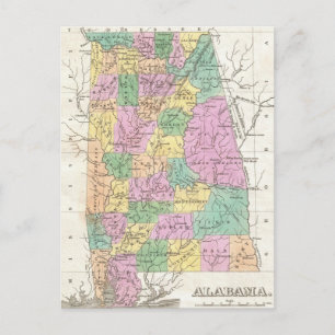 Vintage Map of Alabama (1827) Postcard