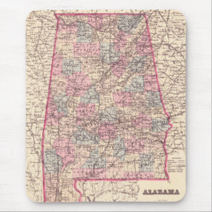Vintage Map of Alabama Counties (1876) Mouse Mat