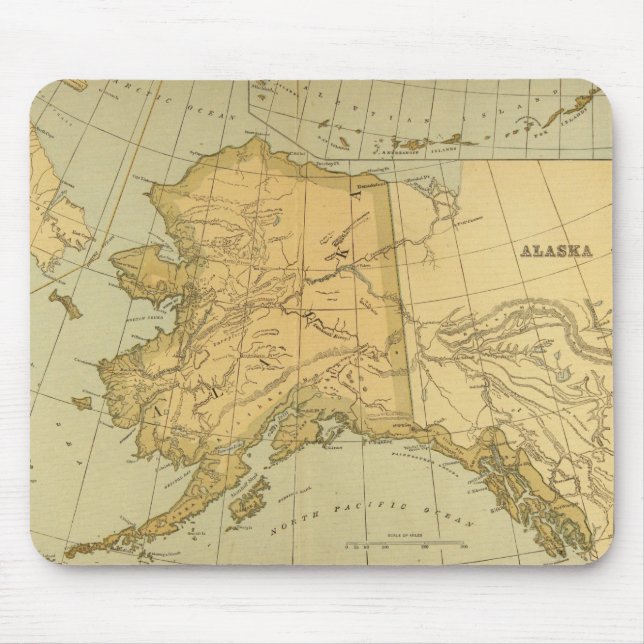 Vintage Map of Alaska (1894) Mouse Mat (Front)