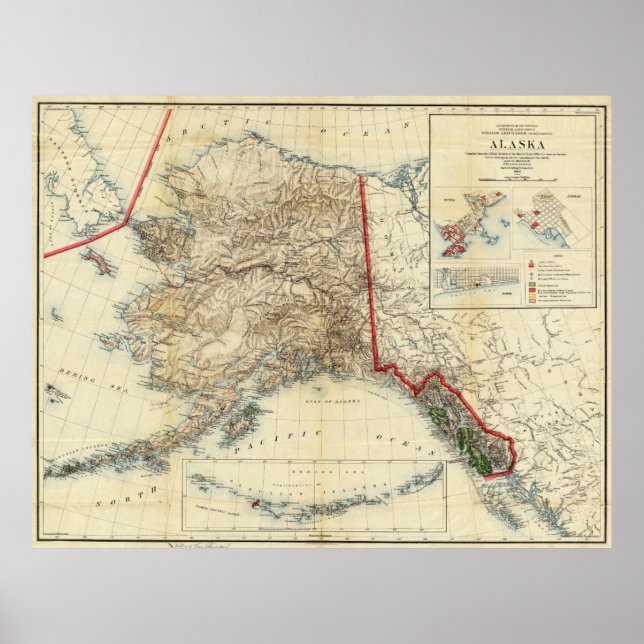 Vintage Map of Alaska (1906) Poster (Front)