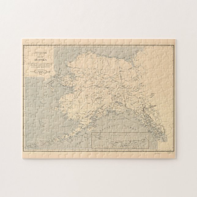 Vintage Map of Alaska (1909) Jigsaw Puzzle (Horizontal)