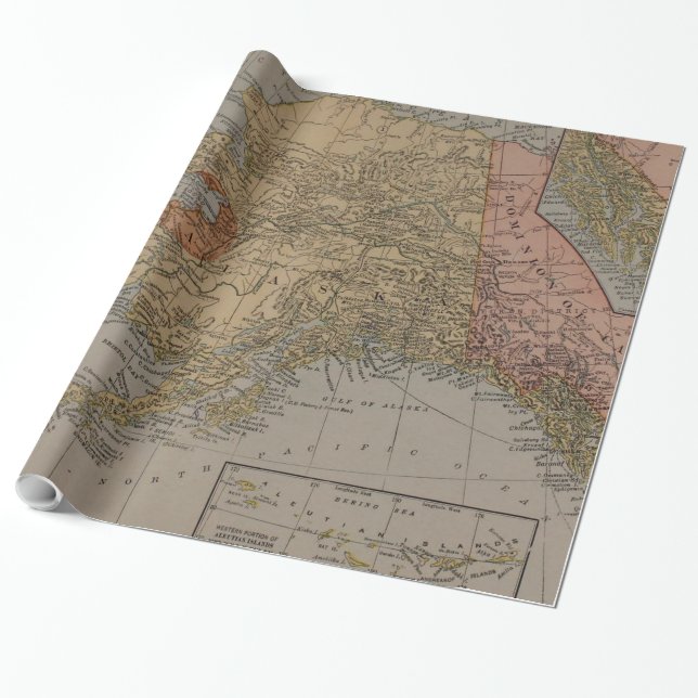 Vintage Map of Alaska (1910) Wrapping Paper (Unrolled)