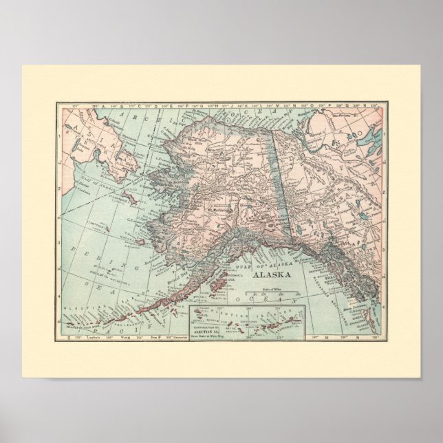 Vintage map of Alaska Poster (Front)