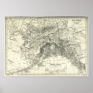 Vintage Map of Alaska Print