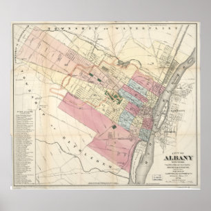 Vintage Map of Albany NY (1874) Poster