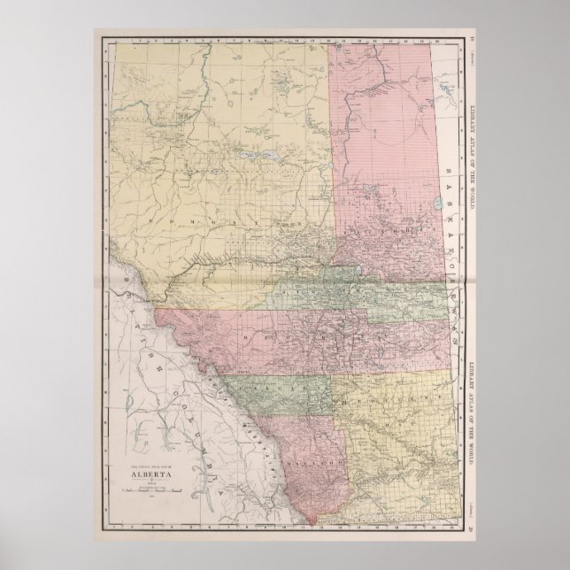 Vintage Map of Alberta Canada (1912) Poster (Front)