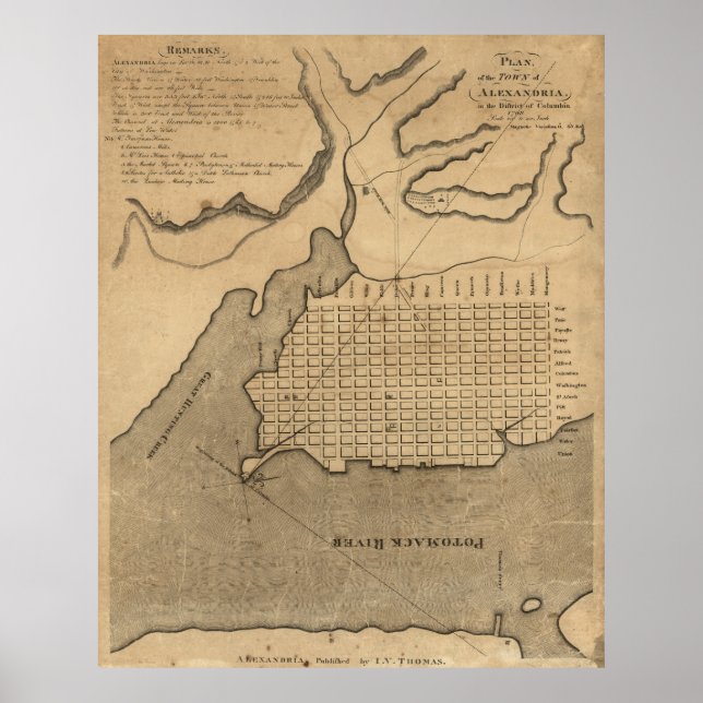 Vintage Map of Alexandria Virginia (1798) Poster (Front)