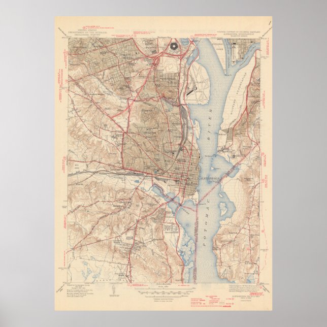 Vintage Map of Alexandria Virginia (1945) Poster (Front)