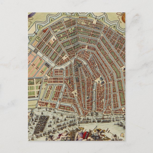 Vintage Map of Amsterdam (1688) Postcard (Front)