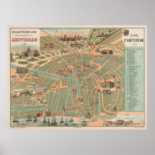 Vintage Map of Amsterdam (1883) Poster