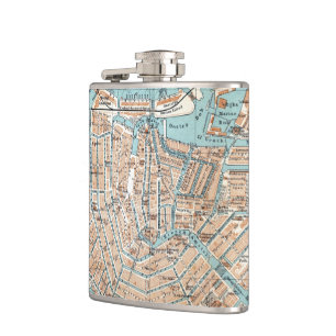 Vintage Map of Amsterdam (1905) Hip Flask