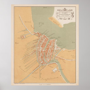 Vintage Map of Amsterdam Holland (1560) Poster