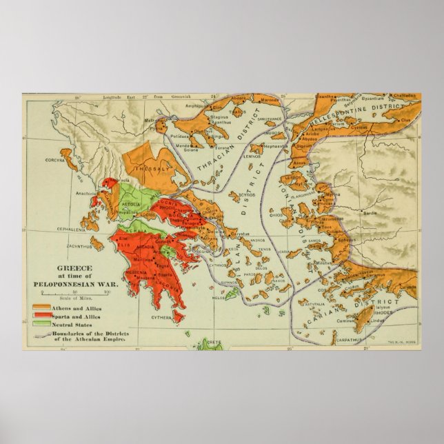 Vintage Map of Ancient Greece (1904) Poster (Front)