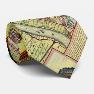 Vintage Map of Antwerp, Belgium Tie