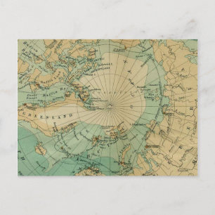Vintage Map of Arctic Ocean Postcard