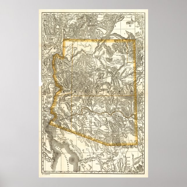 Vintage Map of Arizona (1876) Poster (Front)