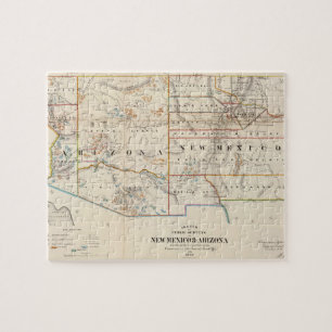 Vintage Map of Arizona and New Mexico (1866) Jigsaw Puzzle