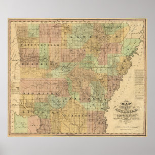 Vintage Map of Arkansas (1839) Poster
