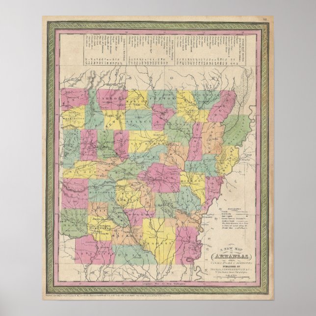 Vintage Map of Arkansas, 1853 Poster (Front)