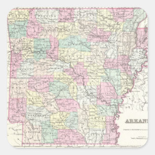 Vintage Map of Arkansas (1855) Square Sticker