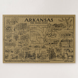 Vintage Map of Arkansas (1912) - Tan Jigsaw Puzzle