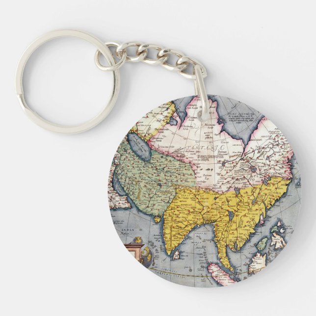 Vintage Map of Asia | 1580 Key Ring (Front)