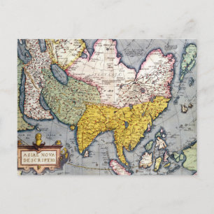 Vintage Map of Asia 1580 Postcard