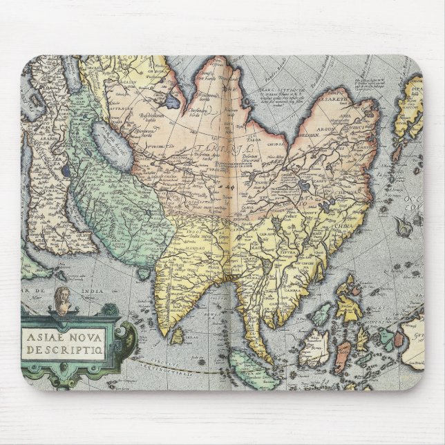 Vintage Map of Asia | 1592 Mouse Mat (Front)