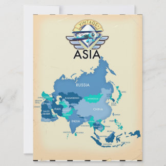 Vintage Map Of Asia Invitation