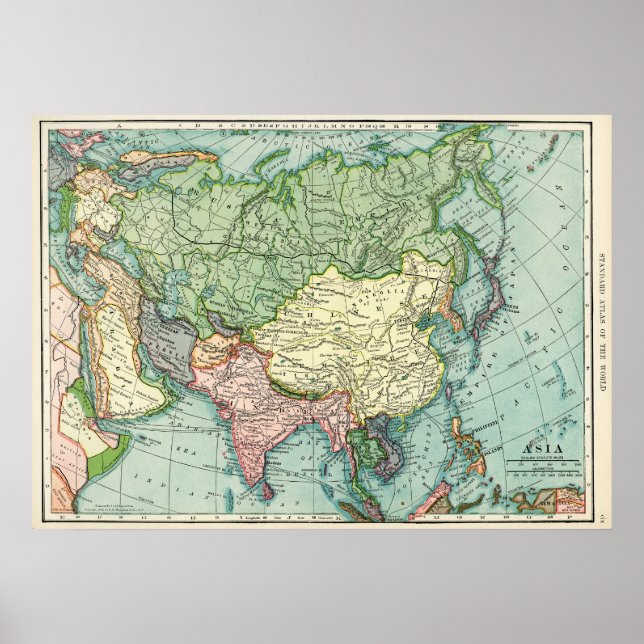 Vintage Map of Asia Poster (Front)
