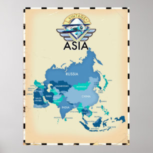 Vintage Map Of Asia Poster