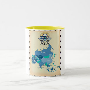 Vintage Map Of Asia Two-Tone Coffee Mug