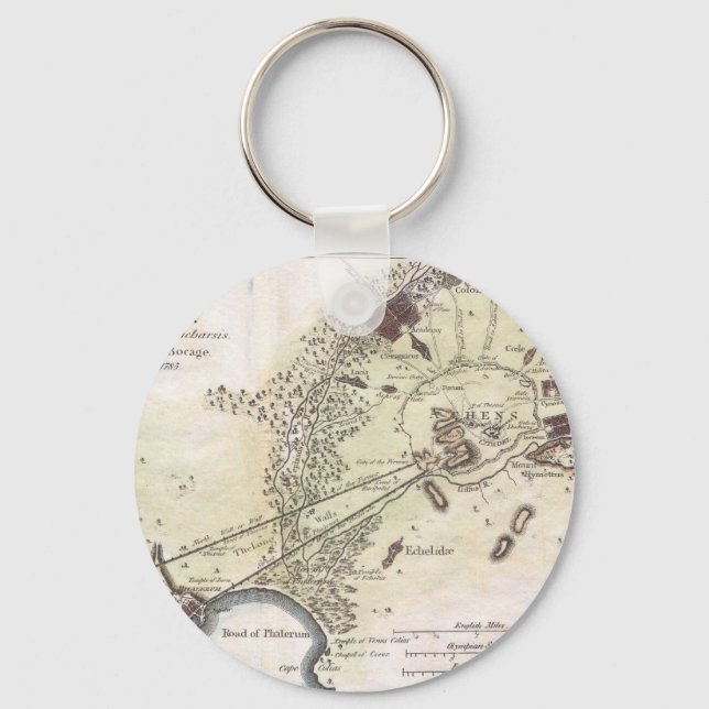 Vintage Map of Athens (1784) Key Ring (Front)