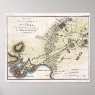 Vintage Map of Athens (1784) Poster