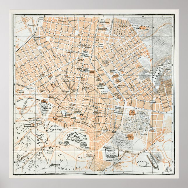 Vintage Map of Athens Greece (1890) Poster (Front)