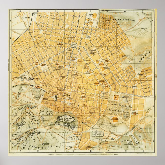 Vintage Map of Athens Greece (1894) Poster (Front)