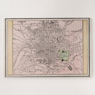 Vintage Map of Athens Greece (1901) Jigsaw Puzzle