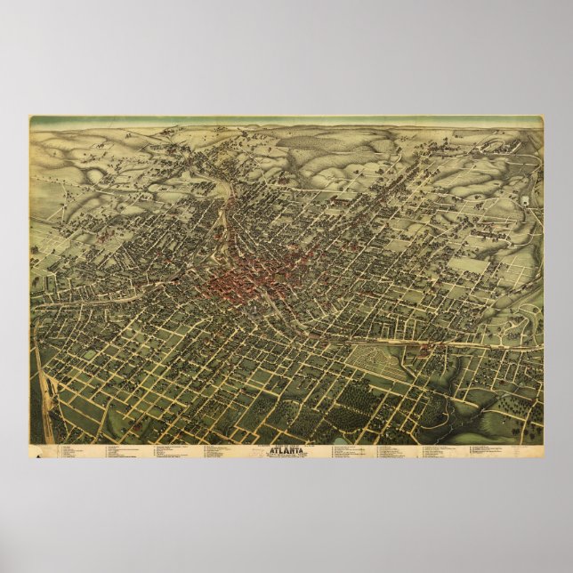 Vintage Map of Atlanta (1892) Poster (Front)
