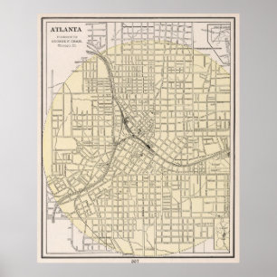 Vintage Map of Atlanta Georgia (1901) Poster